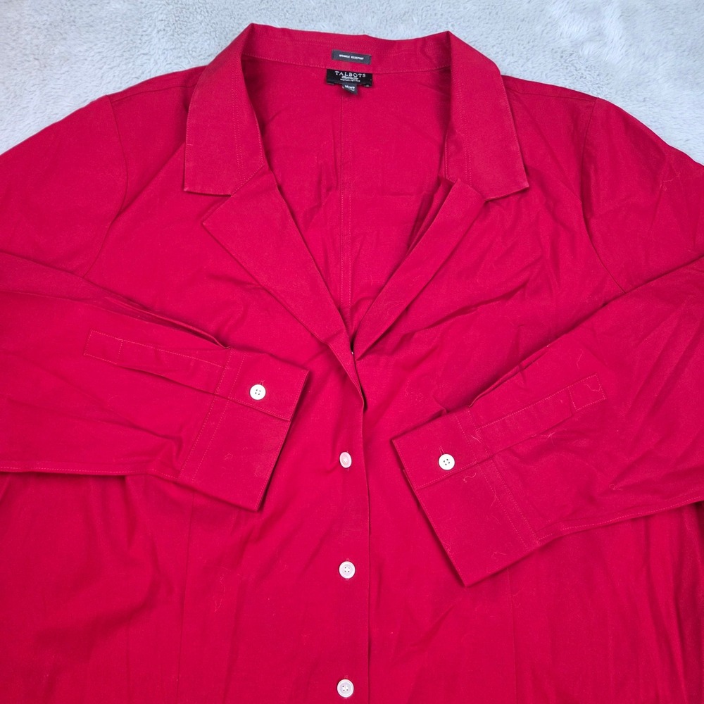 Talbots Button Down Shirt Womens 16WP Wrinkle Resistant Stretch Long Sleeve Red